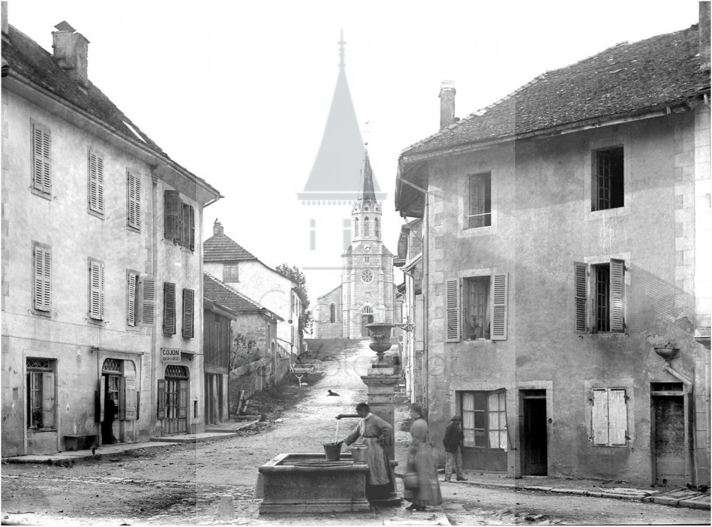 Château de Volognat - Photos - Hubert Vaffier - Châtillon de Michaille - Rue et église - 09/08/1889 - 1466
