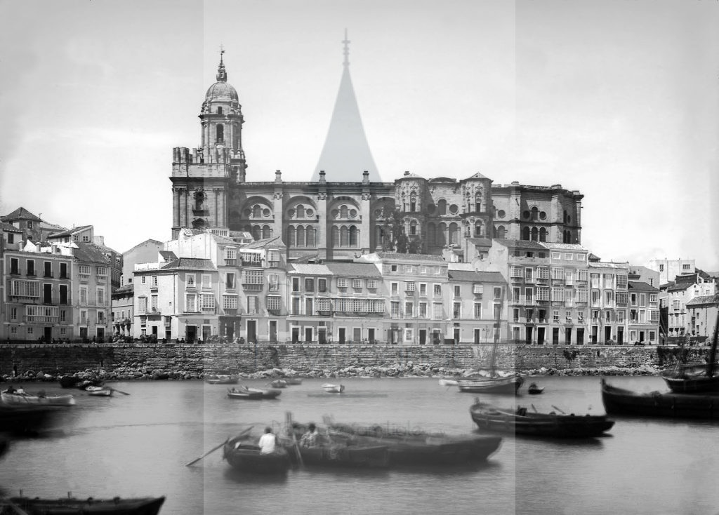 New - Château de Volognat - Photos - Hubert Vaffier - Malaga - Le port et la cathédrale - 1889-04-14 - 1622