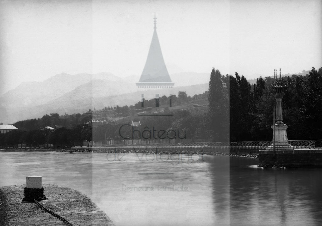 Château de Volognat - Photos - Hubert Vaffier - Evian - La dent d'Oche vue de la jetée - 28/06/1884 - 534